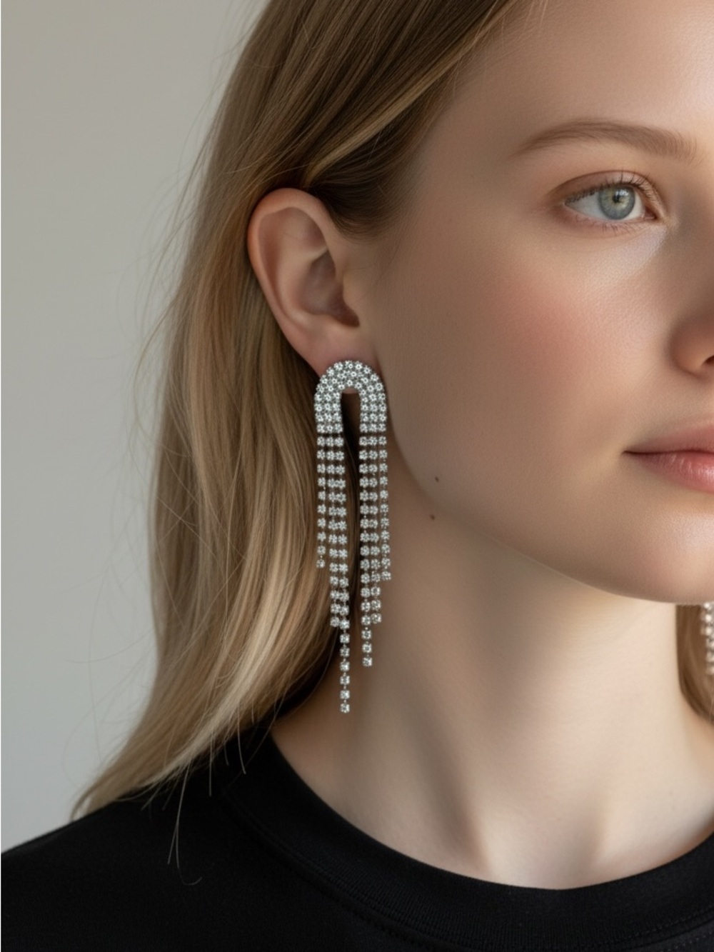 10/24 Crystal Fringe Drop Earrings - Silver